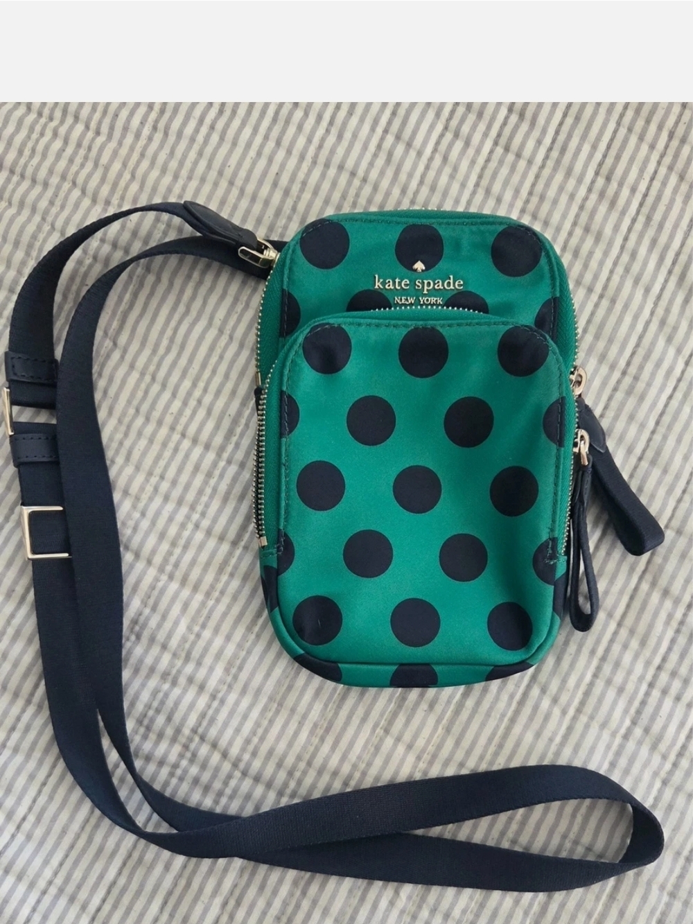 kate spade Teal Green Polka Dot Crossbody Phone Pouch